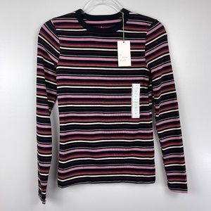 A New Day Purple‎ Stripe Long Sleeve T-Shirt Sz XS NWT